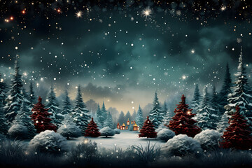 Fototapeta premium christmas tree decorations, santa claus with gifts, snowman in the snow, christmas gift boxes 