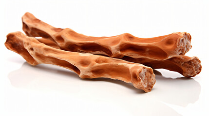 A dog bone food isolated on a white background.
