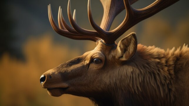Cute elk head animal deer antlers illustration picture AI generated art