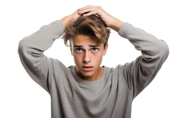 Expressive Teenager in Shame Isolated on transparent background - obrazy, fototapety, plakaty