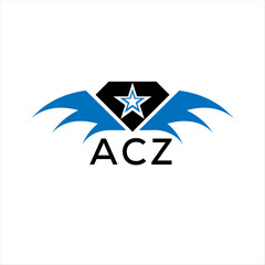 ACZ letter logo. technology icon blue image on white background. ACZ Monogram logo design for entrepreneur and business. ACZ best icon.	
