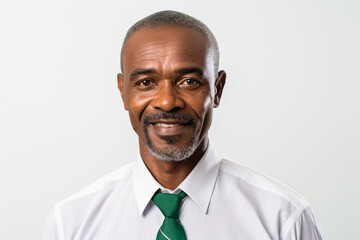 a man in a white shirt and green tie