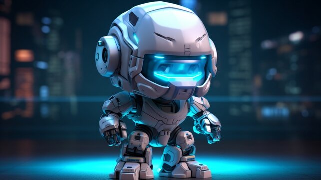 Cute little chibi robots kawaii anime illustration picture AI generated art