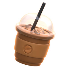 3d icon Ice Coffee Cup, 3d illustration, 3d element, 3d rendering.