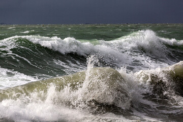 big waves in  adriatic sea storm