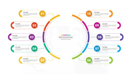Basic circle infographic with 10 steps, process or options. - obrazy, fototapety, plakaty