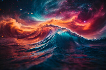 colorful galactic waves - obrazy, fototapety, plakaty