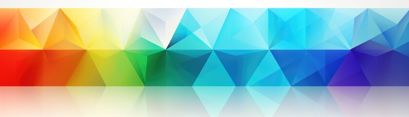 Banner of abstract geometric rainbow triangles on white