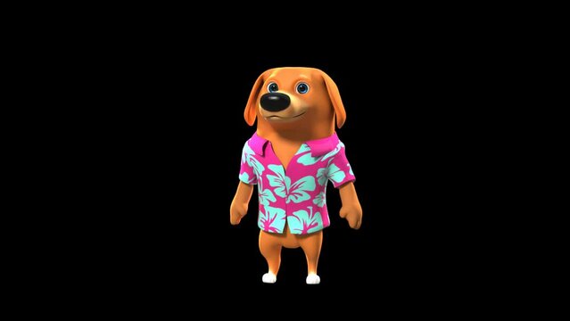 3D Rendered Dog Waving Hand and Greetings on Camera