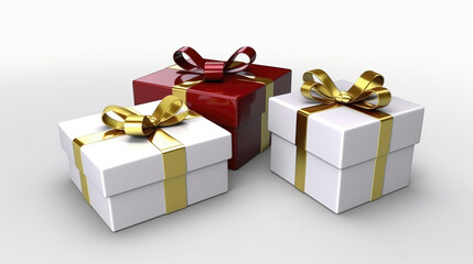 Minimalist surprise giftboxes ai generated background image. Black Friday shopping rewards desktop wallpaper picture. Three gifts photo backdrop. Sale day presents concept composition front view