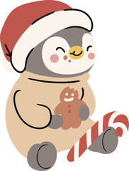 Fototapeta premium Cute penguin with christmas outfits element vector