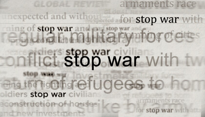 Stop war peace and freedom headline titles media 3d illustration