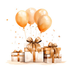 a gift box with balloons