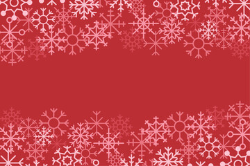 Snowflake Christmas frame. White snowflakes on red banner. Celebration design. Vector illustration
