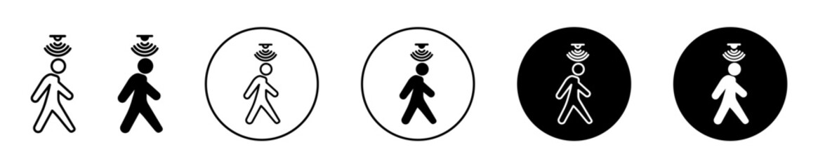 Motion sensor vector icon set. Movement detector sensor symbol in black filled and outlined style.