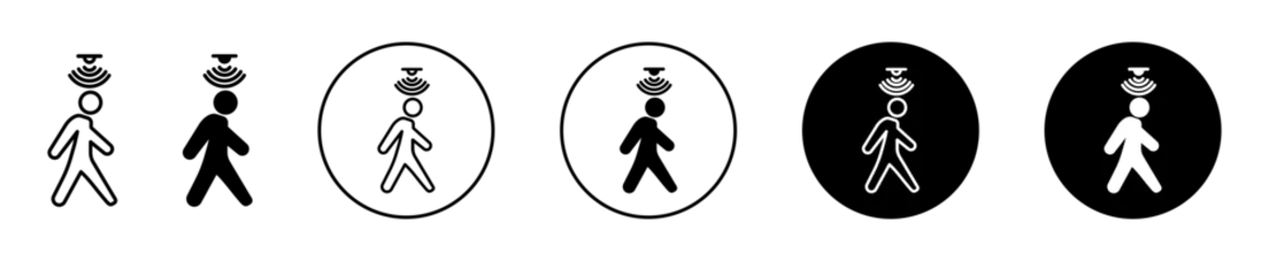 Fotobehang Motion sensor vector icon set. Movement detector sensor symbol in black filled and outlined style. © Gopal