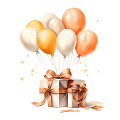 a gift box with balloons
