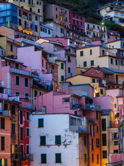 Colorful Riomaggiore Houses, night time, Cinque Terre, Italy