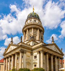 Fototapeta na wymiar French church on Gendarmenmarkt square in Berlin, Germany
