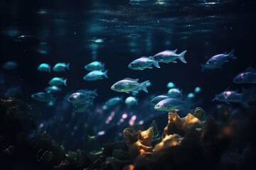 Fototapeta na wymiar Beautiful neon fish in the Maldives,