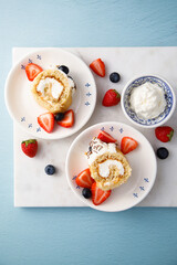 Fototapeta na wymiar Homemade Swiss roll with whipped cream and berries