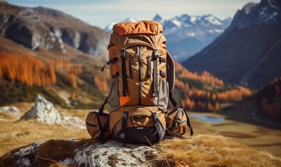 Big hiking and trekking backpack, Generative AI