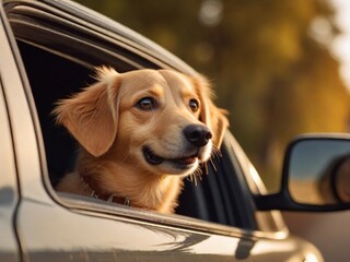 Funny Happy Dog Looking Out of Car Window: A Delightful Canine Adventure. 