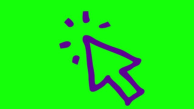 cursor, arrow, violet, button, click, icon, symbol, hand drawn, mouse cursor, ray, beam, linear, line, clicking, choice, motion, video, animated, animation, illustration, interface, pointer, sign, vec