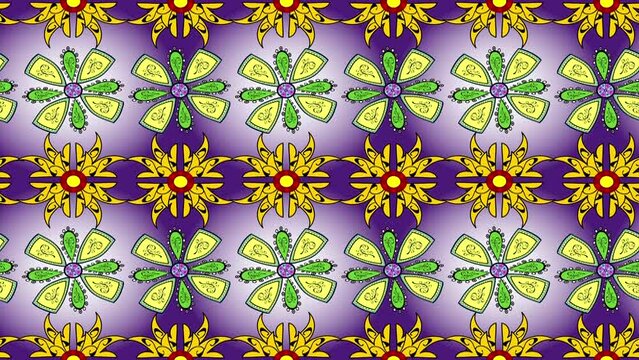 Motion footage background with colorful elements. Flowers. Vintage. Flag style. Video. Template.