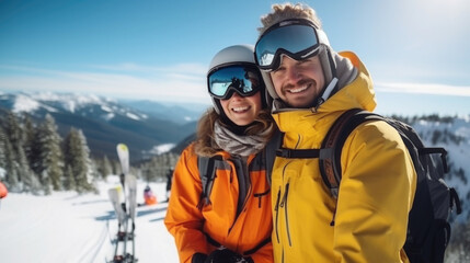 Fototapeta na wymiar snowboarders, skiers in the mountains, winter snowy slope, sport, active recreation, lifestyle, people, skiing, snowboarding, athlete, portrait, warm clothes, vacation, travel, nature