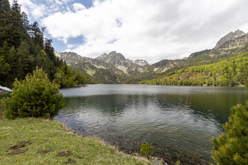Fototapeta na wymiar Beautiful Aiguestortes i Estany de Sant Maurici National Park of the Spanish Pyrenees mountain in Catalonia