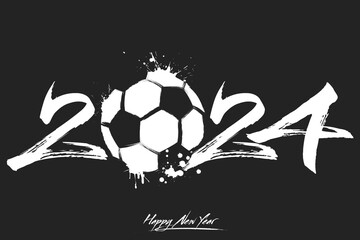 Happy New Year 2024 and soccer ball - 675217560