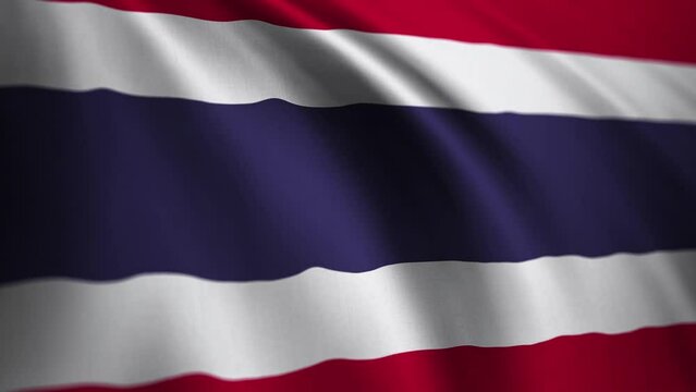 Waving Flag of Thailand. Thailand national flag video background. 4K resolution 3840x2160, 60fps