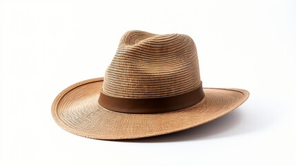 Fototapeta na wymiar Brown wide brim straw hat