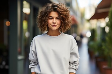 Street Photography: Young Woman in White Sweater