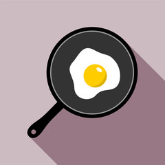 Omelette on a Frying Pan with One Egg Symbol Icon. Vector Image.