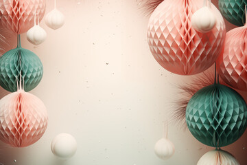 party background with pastell colored paper balls