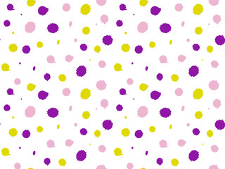 Seamless pattern of drops , splashes of multicolored ink on a white background