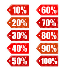 Discount coupons, discount tag, red color