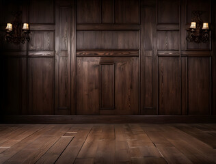 wooden floor and wall with panels