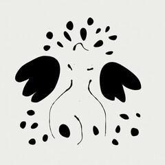 black and white angel line art female shape illustration icon