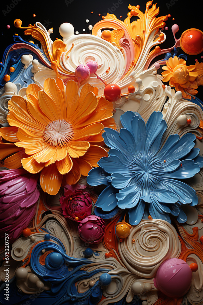 Leinwandbilder an image showcasing a vibrant and dynamic abstract painting, featuring bold splashes of color and in