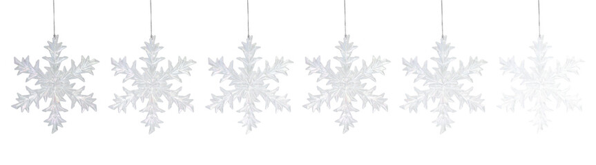 Glass Snowflakes Isolated on White. Christmas and Winter collection.