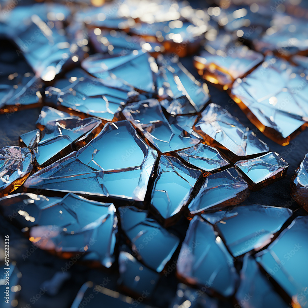 Fototapete a capture of frost patterns on a metal surface, forming geometric shapes and angles with a frosty tw