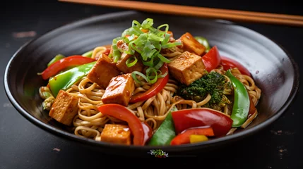 Foto op Canvas Oriental mie noodles with vegetables © Misha