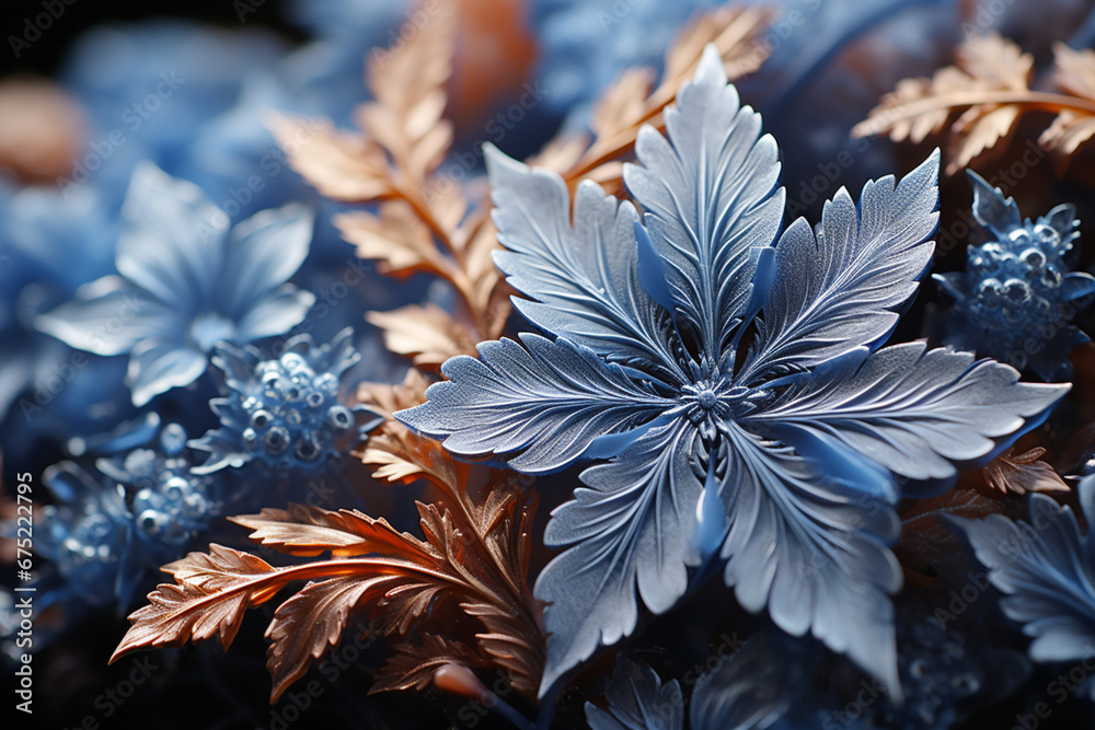 Aufkleber a close-up shot of frost patterns resembling intricate fractals, showcasing the mathematical beauty 