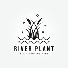 river plant silhouette logo vector illustration design
