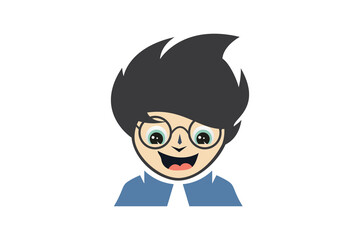Geek Sticker logo template with a mascot illustration. Man cartoon character portrait people sticker design vector illustration.