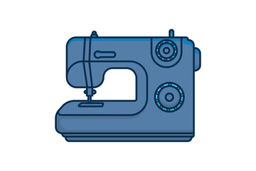 Modern Sewing Machine for Fabrics Sticker vector illustration. Equipment for creating clothes icon concept. Fashion industry and handmade sewing machine sticker design logo.