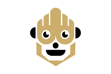 Smart Robot Sticker vector logo. Robot technology logo vector. Cute Robot sticker logo template design.